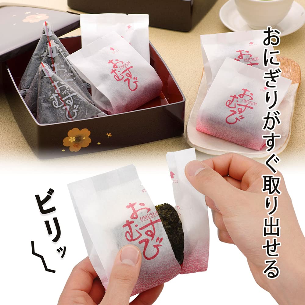 Shimomura Kikaku Onigiri Direct Wrap Onigiri Japanese Wave 50 Sheets in Microwave Easy to Absorbs with Lines and for Onigiri Sheet 31734 Film, Pack,