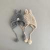Solid Color Hand Knitted Cap Rabbit Ear Ear Protection Cap Cute Baby Crochet Hat  Kids