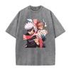 Gojo Satoru Print T Shirt Jujutsu Kaisen Tshirt Men Cotton Clothing Vintage Washed Streetwear Short Sleeve Casual Soft Tee Tops