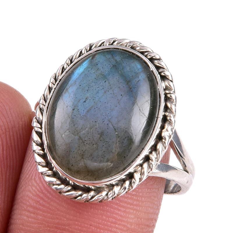 

Natural Labradorite Gemstone 925 Solid Sterling Silver Jewelry Ring S.8.5 i6e75