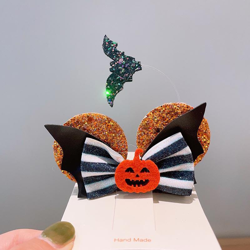Handmade Halloween Hair Clips for Kids: Pumpkin, Ghost, Black Bat Bow, Party Accessories