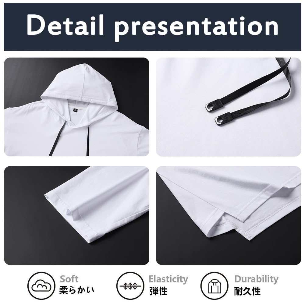 Summer Short Sleeve Soft and Plus Sizes Popular Solid Casual Pullover with Cool White Size M [FJLTDCP] Men's Hoodie, Hoodie, Thin, Stylish, Available,