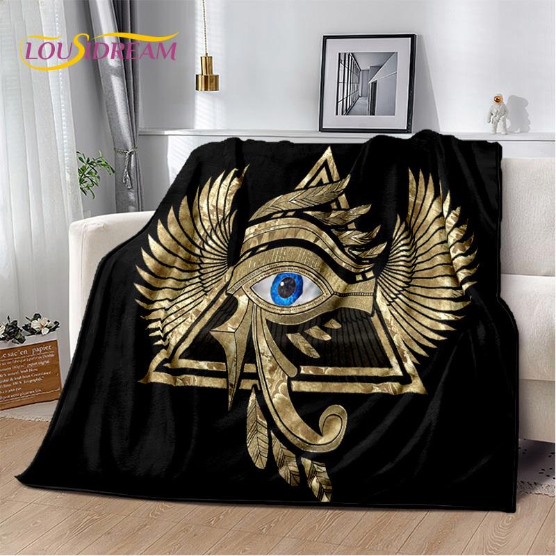 3D Ideographic Sign Symbols Ancient Egyptian Mythological Blanket,Soft Throw Blanket for Home Bedroom Bed Sofa Cover Blanket Kid