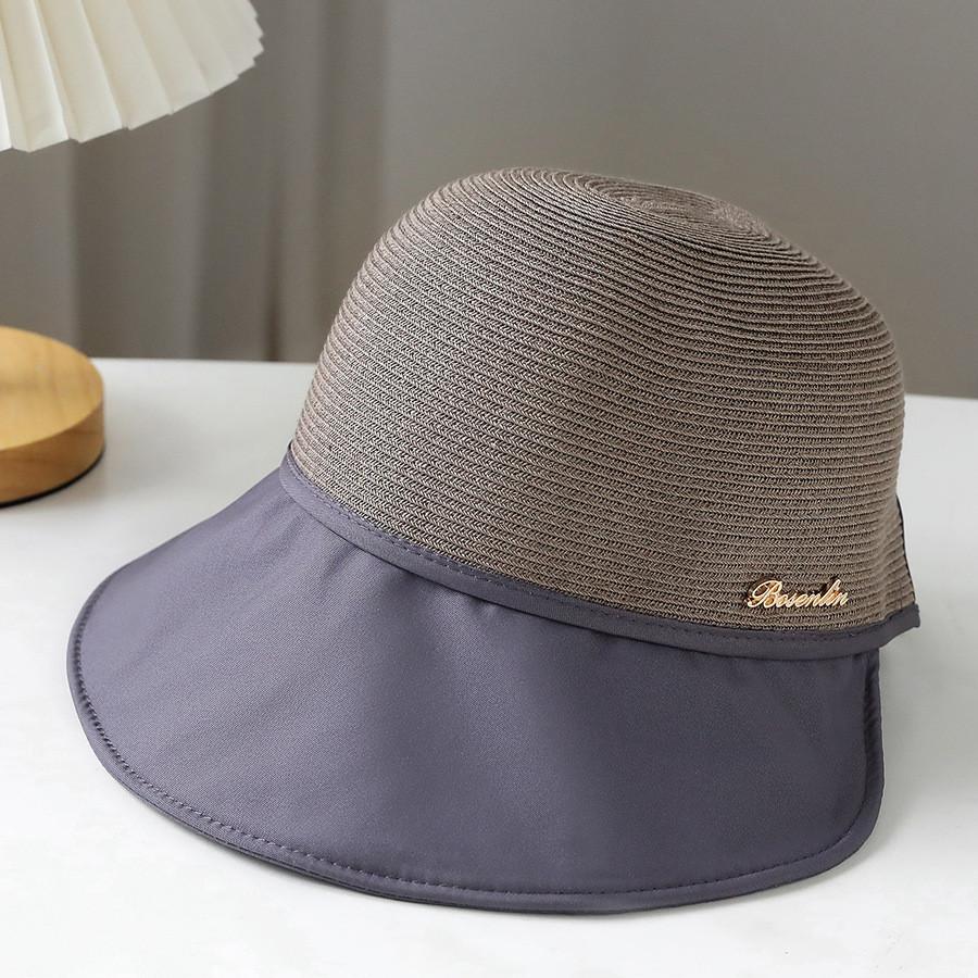 

Stylish Women s Summer Outdoor Leisure Straw Hat With Wide Brim Sunscreen And Uv Protection синій