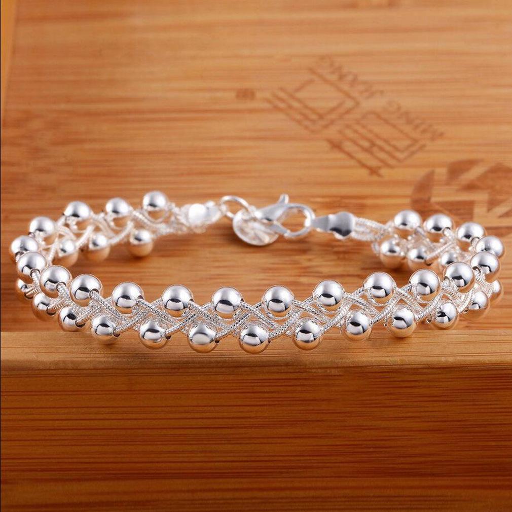 Bijuterii din Argint Sterling 925 Femei Brățară cu Mărgele Lanț Vintage Brățări Accesorii de Modă pentru Fete Cadou Argint Real 925 Bijuterii