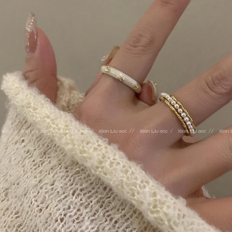 Vintage Enamel Drip Glaze Adjustable Open Ring – Women's Light Luxury Design