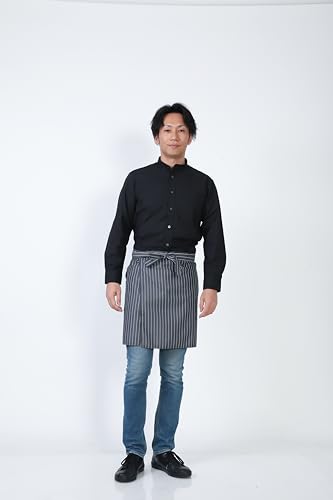 Seven Uniform GH7021-9 Long Sleeve Stand Collar Oxford Shirt, Black, SS