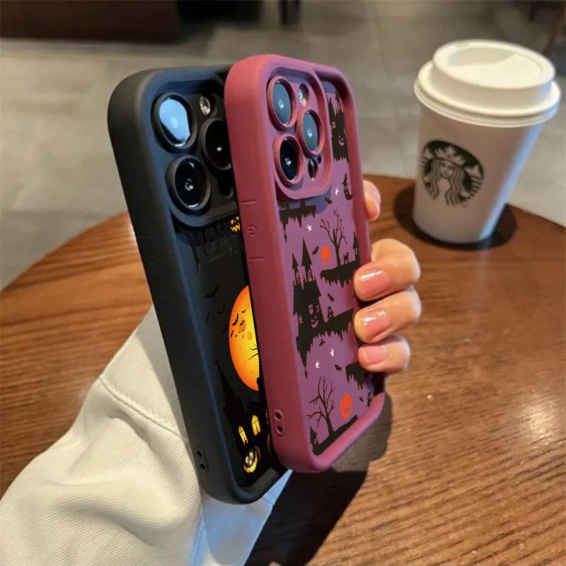 Halloween Castle Moon Soft Silicone Case For iPhone 17 Pro 14 15 Plus 11 12 13 16 Pro Max Coque 16E 17AIR Shockproof Phone Cover