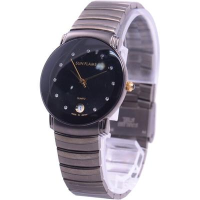 J-AXIS Men's MJG-Y73-BK (Made In Japan Sun Flame) Round Watch Gray Analog