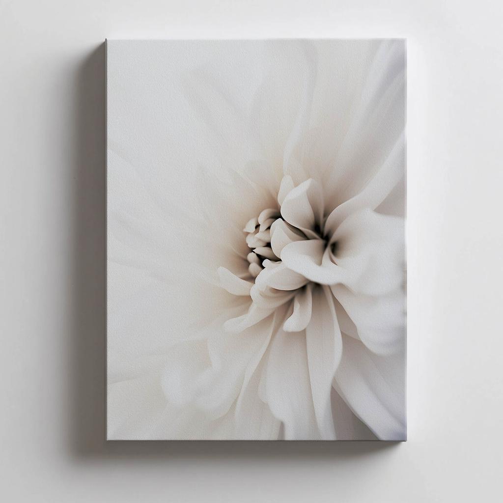 Delicate White Dahlia Delicate White Dahlia, 30X40 Cm, Dark Brown Wooden Frame, 230 Gsm Matte Paper