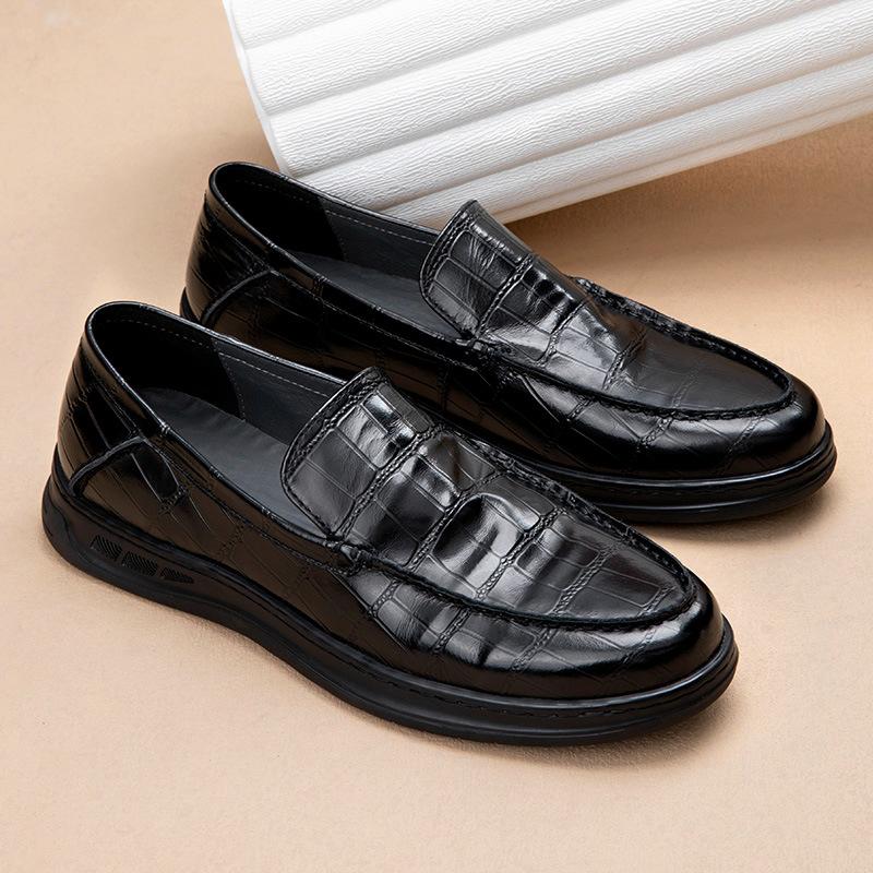 Soft Leather One-Pedal Men'S Shoes Summer Genuine Leather Doudou Shoes Casual Loafers Fashion Business Soft Sole Casual Leather Shoes Tide