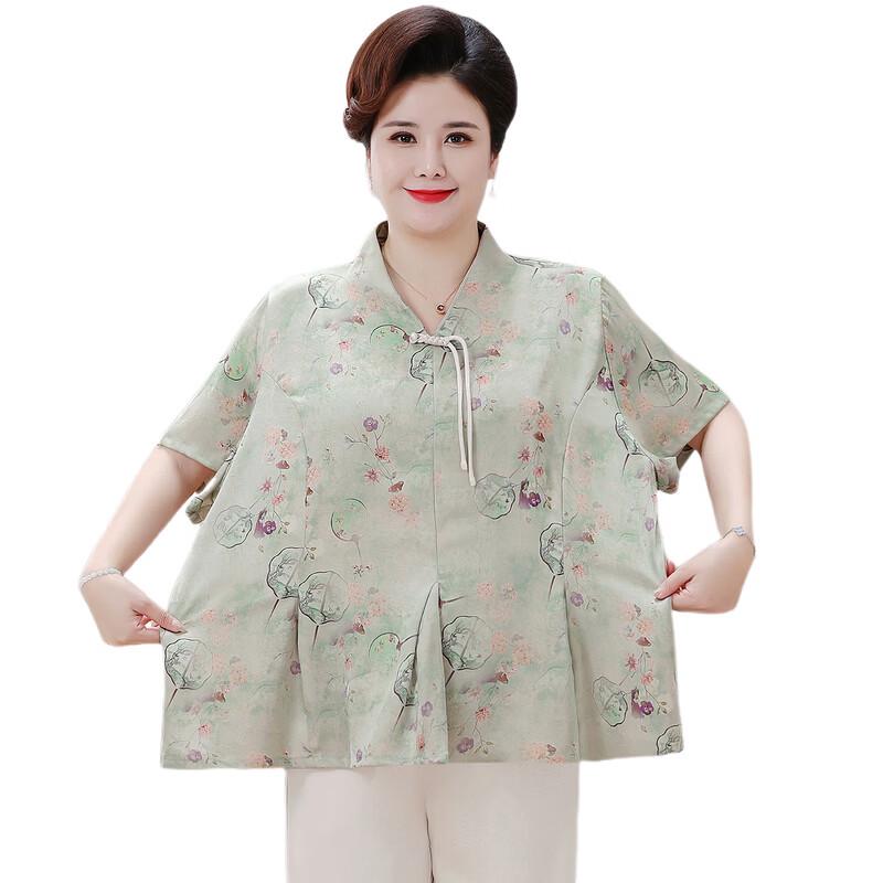 Dame T-skjorte i Plus Size, Løstsittende, Blomstret, V-hals