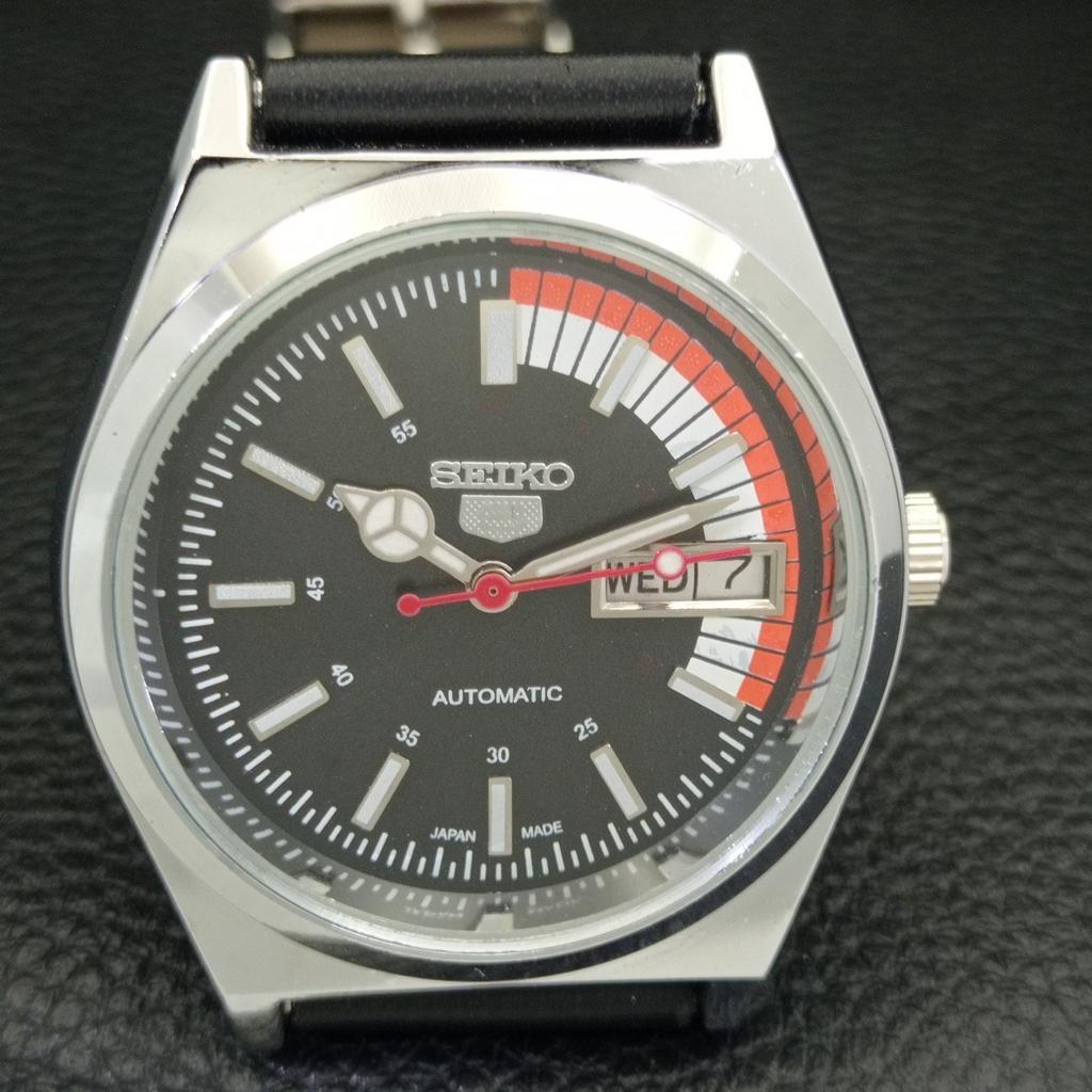 Seiko 5 AUTOMATIC VINTAGE REFURBISHED 6309A JAPAN MENS BLACK WATCH A440776-4 Sk-a440776