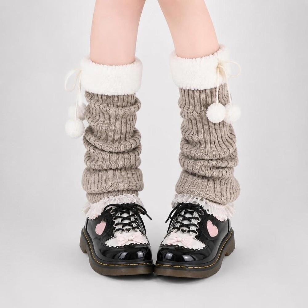 Slouchy Slouchy Leg Socks Gothic Fuzzy Cuff Leg Covers Stylish Pom Pom Leg Warmers For Women Girls