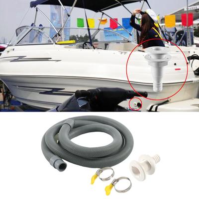 Bilge Pump Hose 3/4 Inch Bilge Pump Kit 6.5 Ft Hose Thru Hull Fitting 2 Steel Clamps Suitable for Boats Non-deformation