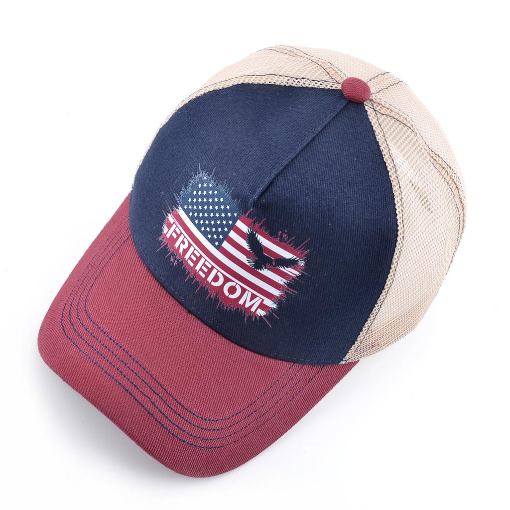 Unisex Baseball Cap Summer Breathable Mesh Trucker Cap Men Women Printing Freedom Map Snapback Hip Hop Caps Adjustable Visor Cap