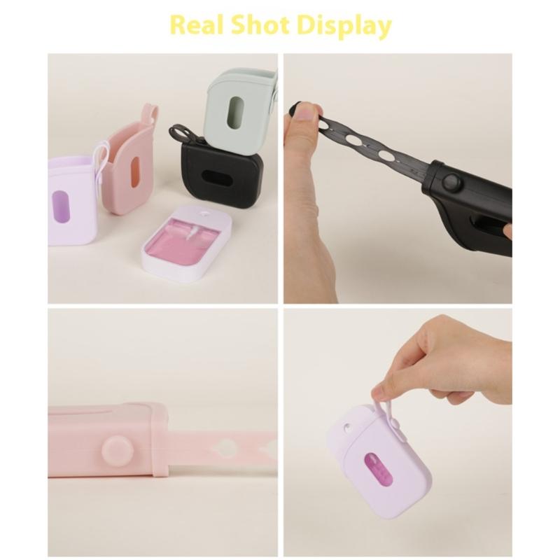 Portable Silicone Holder For Hand Sanitizer Sprays Protective Storage Case with Adjustable Lanyard for Backpack Handbag