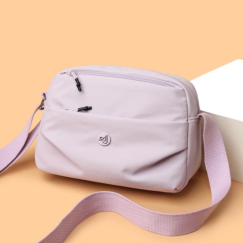 Women's Shoulder Bag Pleated Multi-compartment Crossbody Bag Water-repellent Nylon Small Square Bag