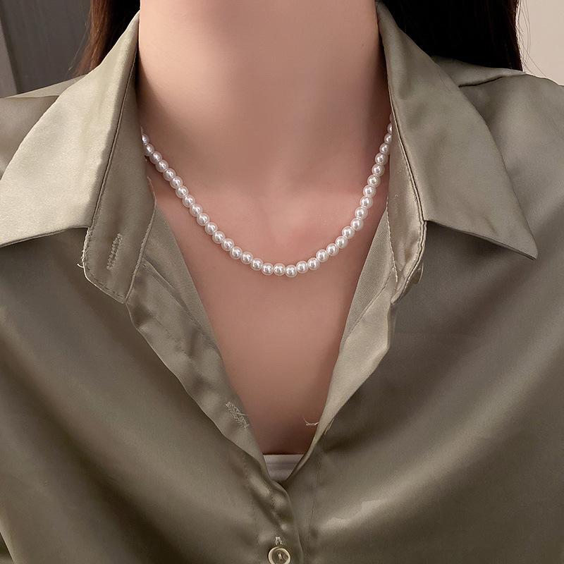 Super fairy long pearl necklace, trendy temperament, court style collarbone chain, exquisite and gentle sweater chain