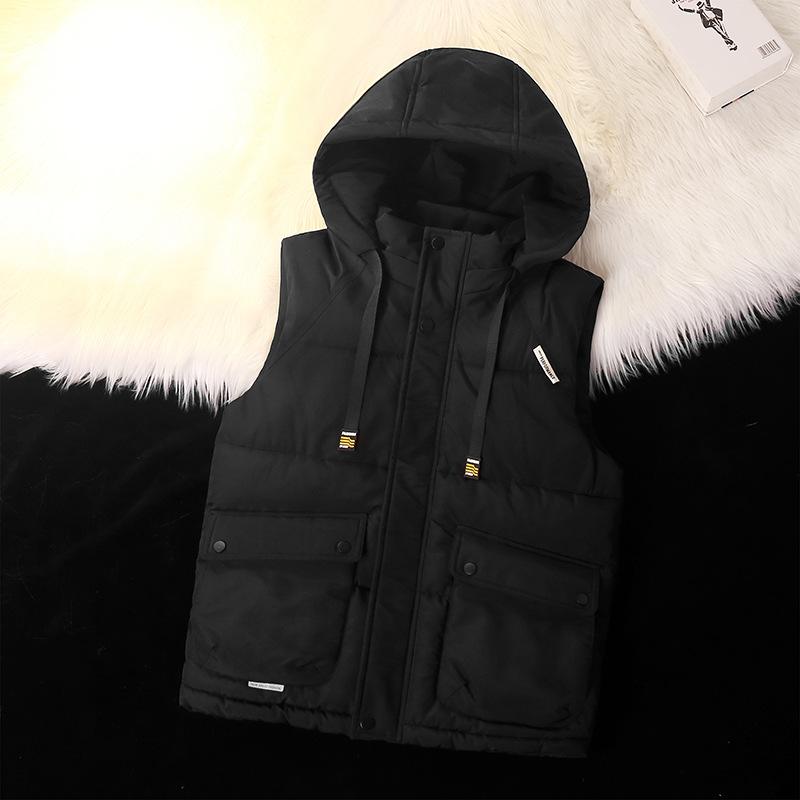 

Осень и зима рабочий хлопковый жилет мужской зимний с большими карманами носить теплую хлопковую куртку свободный жилет M (60-42.5kg)