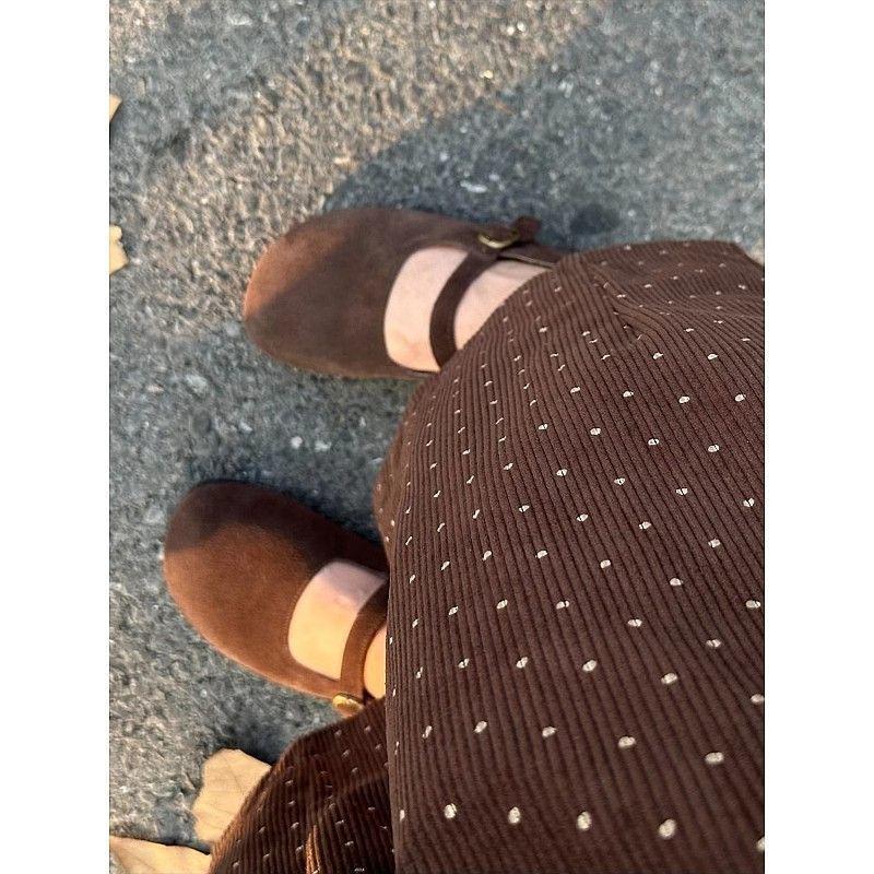 Women's Plus Size Corduroy Polka Dot Wide-Leg Pants - Korean Style, Slimming, Thickened for Winter, Casual and Petite-Friendly.