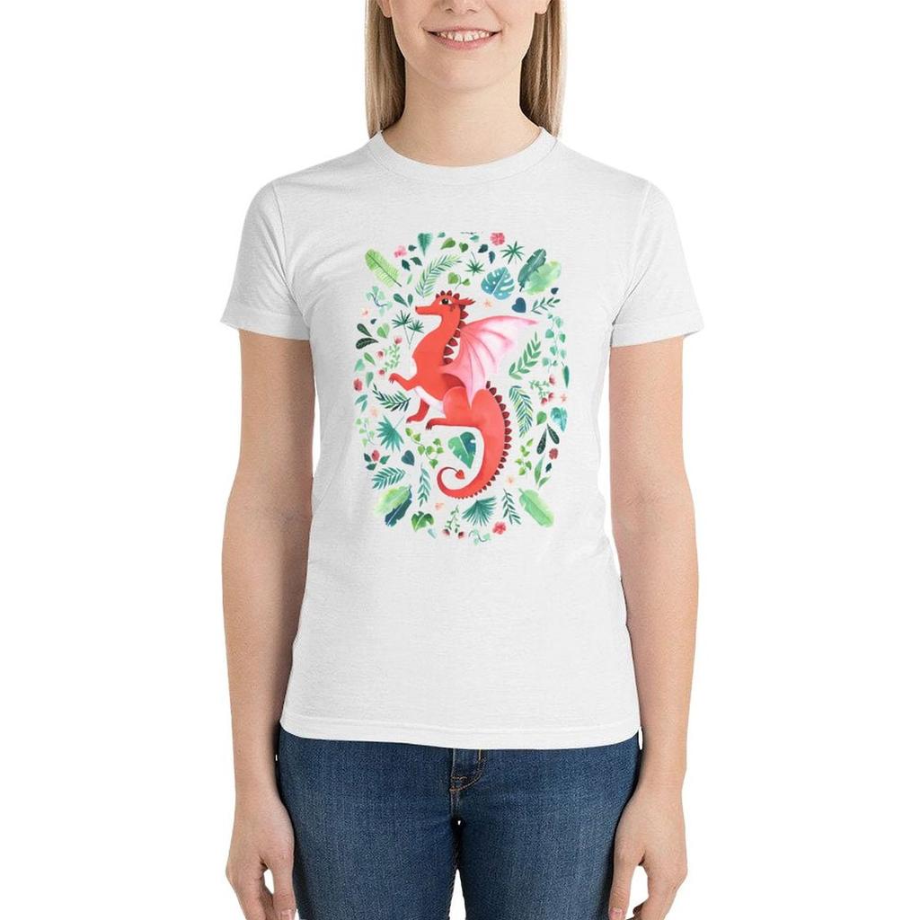 Tropical Dragon T-Shirt Vintage Clothes Anime Clothes Kawaii Clothes Oversized Graphic T-Shirts For Women