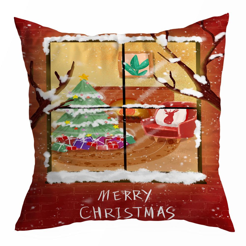 Christmas Pillowcase Cartoon Santa Claus Home Sofa Car Cushion Printed Pillowcase