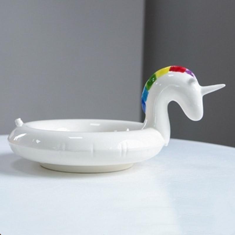 

Ceramic Plate Creative INS Wind Flamingo Snack Plate Black Swan Snack Plate Unicorn Dessert Bowl Family Storage Supplies