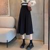 Schwarzer A-Linien-Faltenrock für Damen: Hohe Taille, mittlere Länge, hüftbedeckend, kleine Größe, neuer Frühlingsstil.