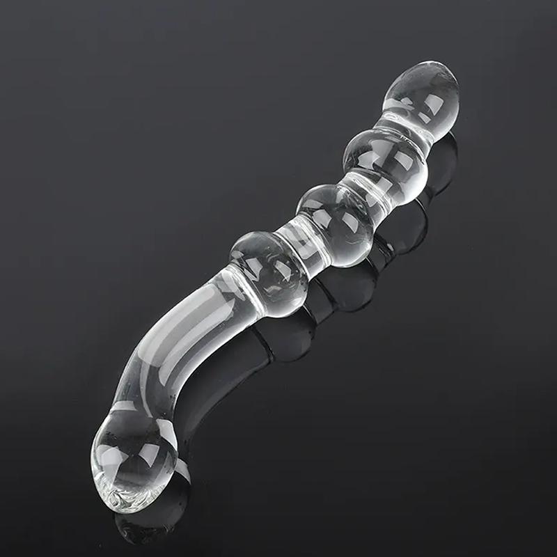 2-in-1 Glass Anal Beads And Butt Plug Hard Dildos Vaginal Anus Dilator Prostate Massager for Men And Women Masturbator Sex Toy