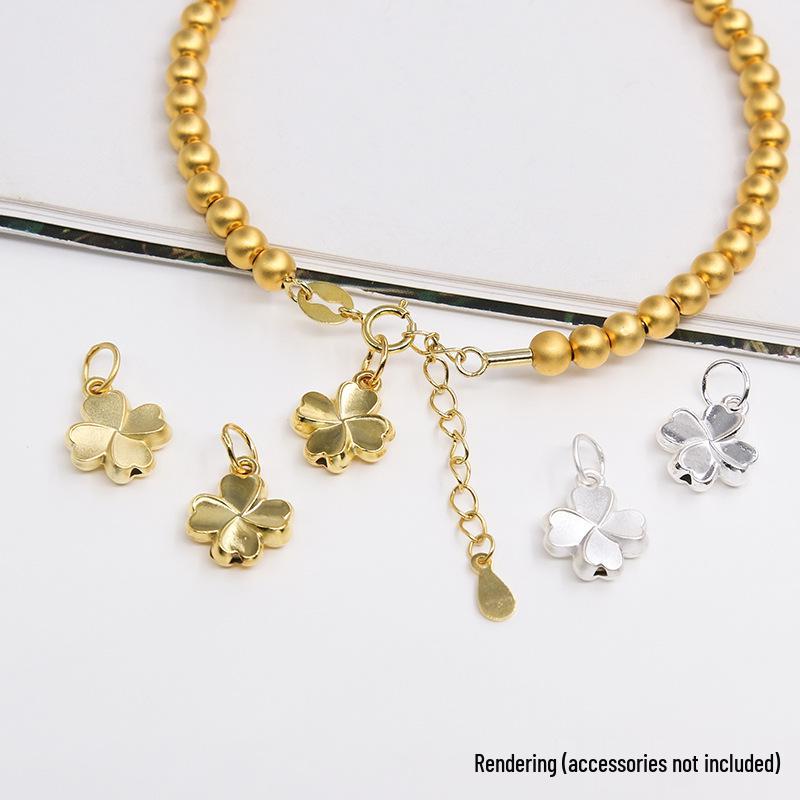 

S925 Sterling Silver Four-Leaf Clover Flower Charm Pendant DIY Jewelry.