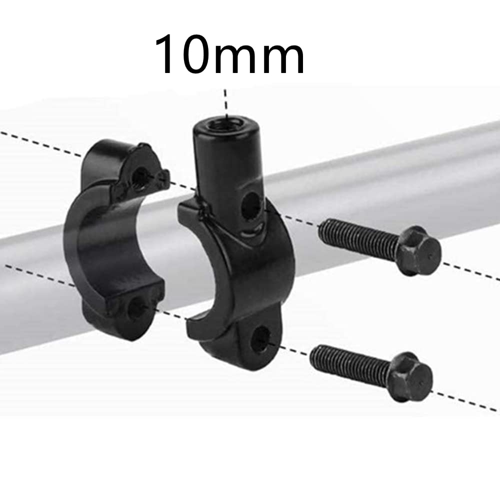 ELIFEPARTS Motorcykelspegelfäste Klämma Monteringsklämma Spegelhållare 0,4 tum (10 mm) Positiv skruv Spegelapplikation Svart