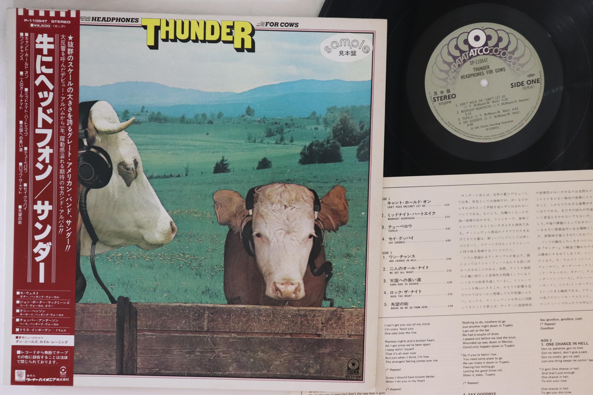 

LP Пластинка THUNDER - Наушники для коров P11054TPROMO ATCO 1981 Япония Оби Рок Б/У