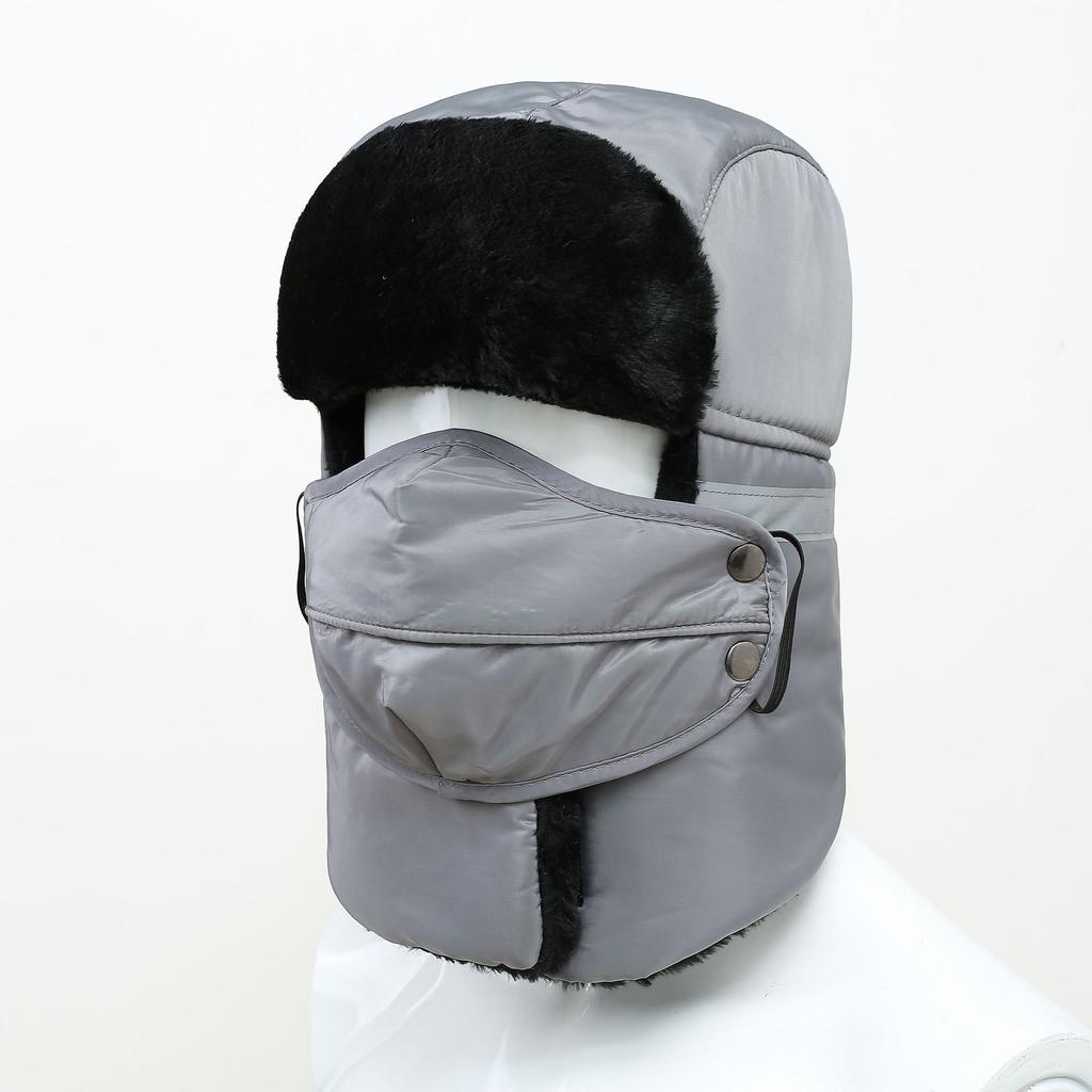 Unisex Winter Ear-Flapped Winter Hat with Reflective Strips Electric Bike Riding Fleece Lined Windproof Cold-Resistant Thickened Warm Earflap Hat