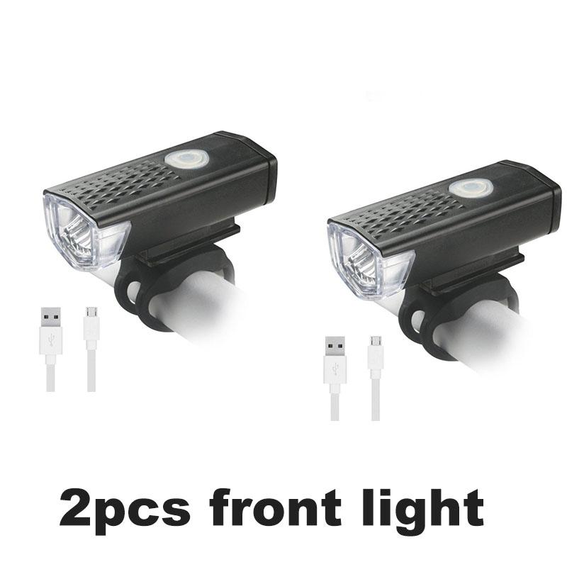 Bicycle Front Rear Light Set LED Rechargeable Head Light Taillight for Bike Night Cycling Riding Red Warning Tail Light 3 Modes