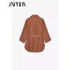 Zaprha 2025 New Arrival Fashion Linen Blended Loose Long Sleeves Tour Hunting Jacket Lapel Shirt for Women 3046175