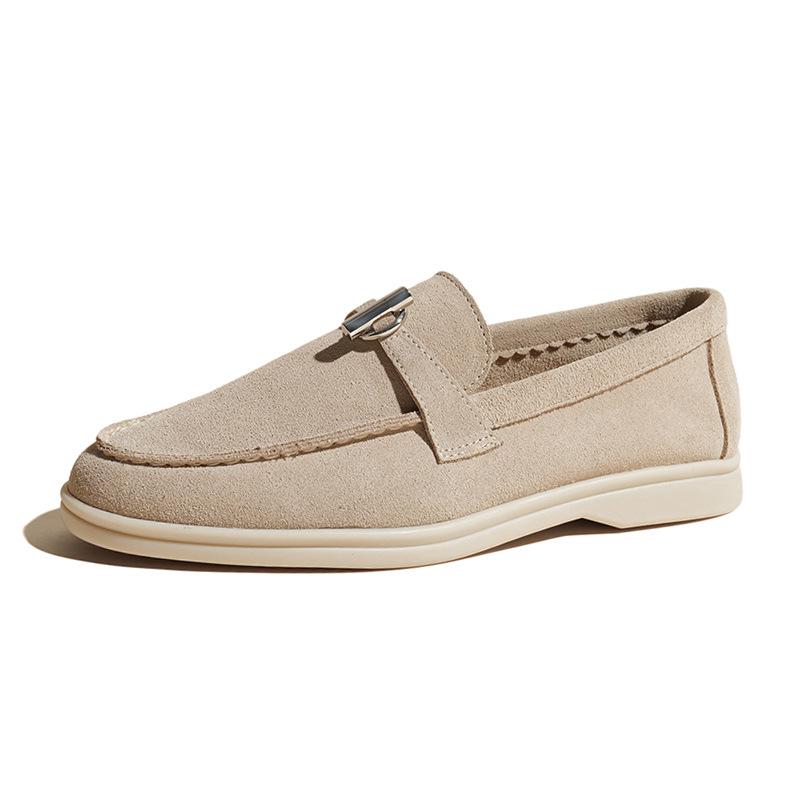 Retro Suede Cowhide Loafers: Women's Slip-on Pointed Toe Flats