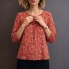 ZANZEA Women Elegant Round Neck Loose 3/4 Sleeve Floral Print Blouse