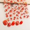 Caramel Red Maple Leaf Adhesive Nail Stickers - Autumn/Winter Fire Red Decor