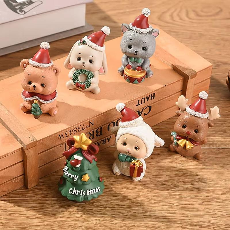 Cute Christmas Resin Animal Craft Mini Creative Ornament for Xmas Tree Party Decor Holiday Souvenir Friend Gift