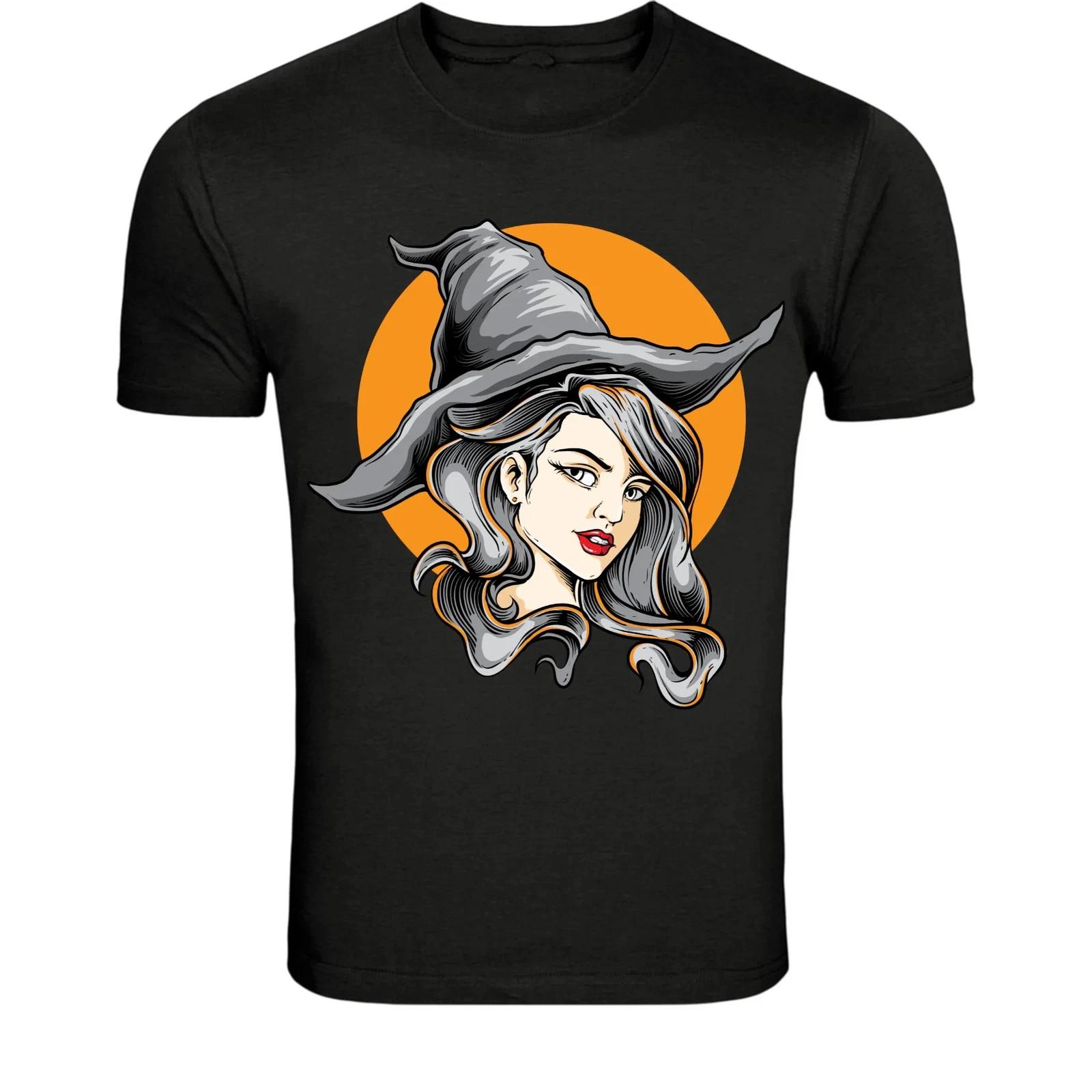 Witch Girl Halloween T-Shirt - Vintage Witch Hat Woman Graphic Tee 2XL