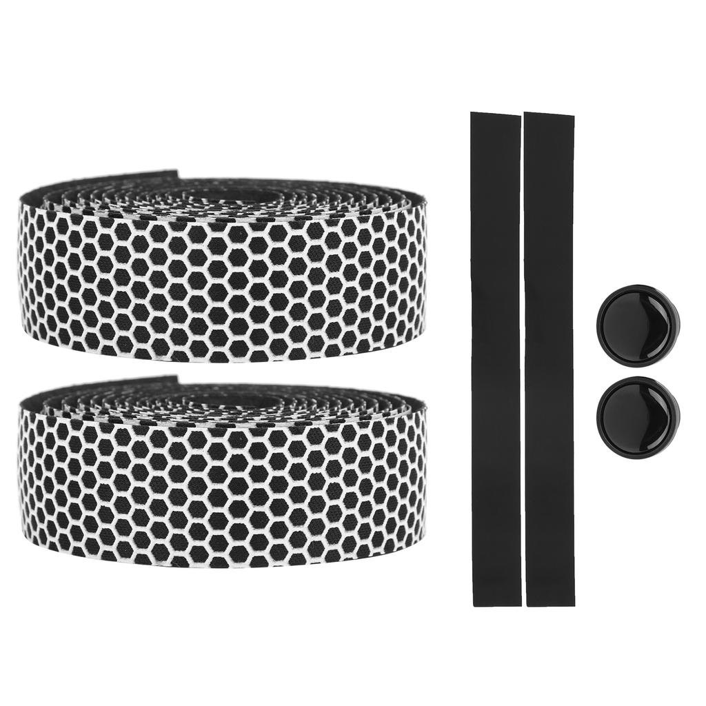 Mountain Bike Handlebar Wrap Bicycle AntiSlip Bar Grip Tape with 2Pcs Bar Plugs(White )