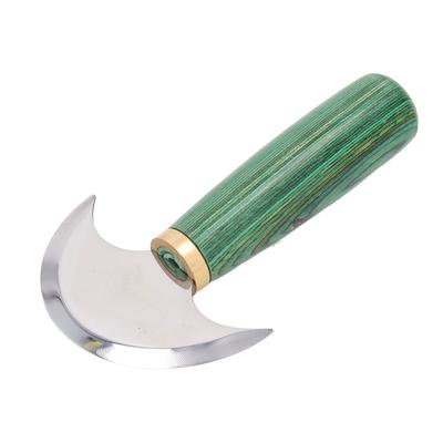 Leather Round Knife Semicircle Handworked DIY Green Small Double Sided Blade Incisive Polished