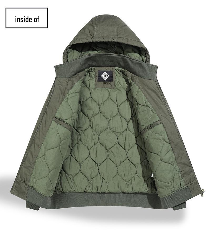 JEEP SPIRIT Quilted Cotton Workwear Jacket - Casual, Thick, Versatile for Autumn/Winter