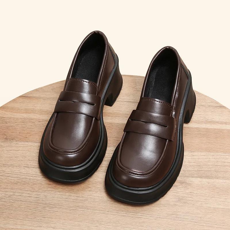 Damen Loafer Frühling Britischer Stil Slip-On Plateau Mary Jane Schuhe Frau Japanische Jk Uniform Lolita Schuhe Damen
