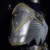 Medieval Fantasy Knight Costume with Silver Chainmail for LARP Cosplay Renaissance Faire