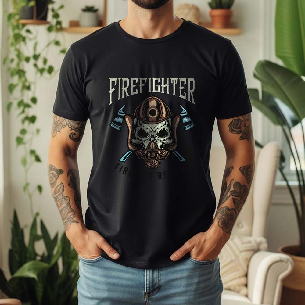 2026 New Summer Unisexs Soft Cotton Short Sleeve Tee Fire Rescue Skull Axe Graphic Tactical Casual Style