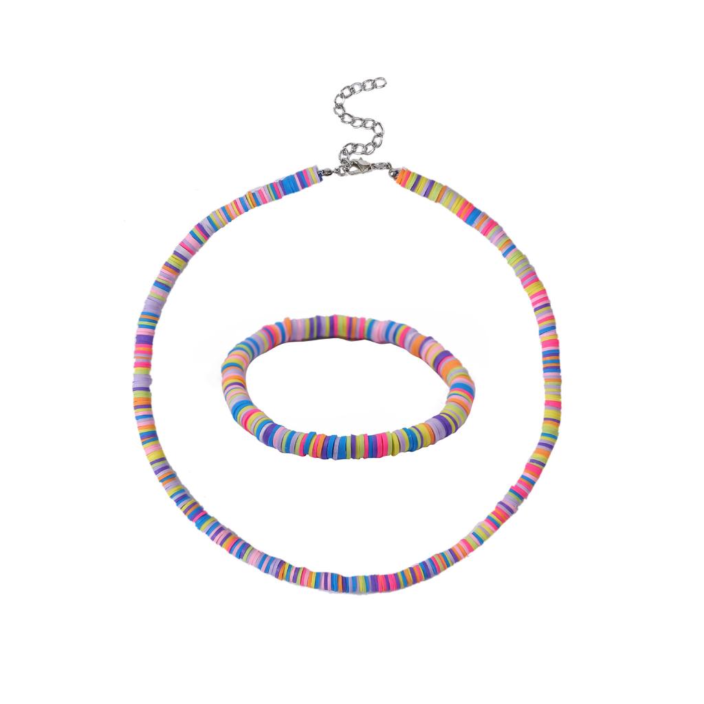 Colier pentru Femei Colier cu Piesă Rotundă din Ceramică Moale Colier Colorat Boem Colier din Ceramică Moale Colier Frumos Elegant pentru Ea