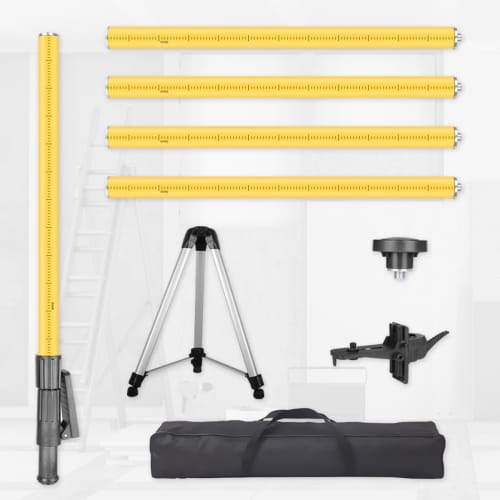 JEPPO 12.14 ft/3.7 m Telescopic Rod Suitable for Laser Levels and Includes Adjustable Laser Level Tripod. Includes 1/4"-20 Laser Rod Mount and 5/8"-11