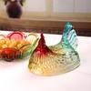 Plat à bonbons en verre cristal forme poulet, Bol à bonbons rétro avec couvercle, Assiette à dessert Bol à snacks Ornement pour décorations de maison